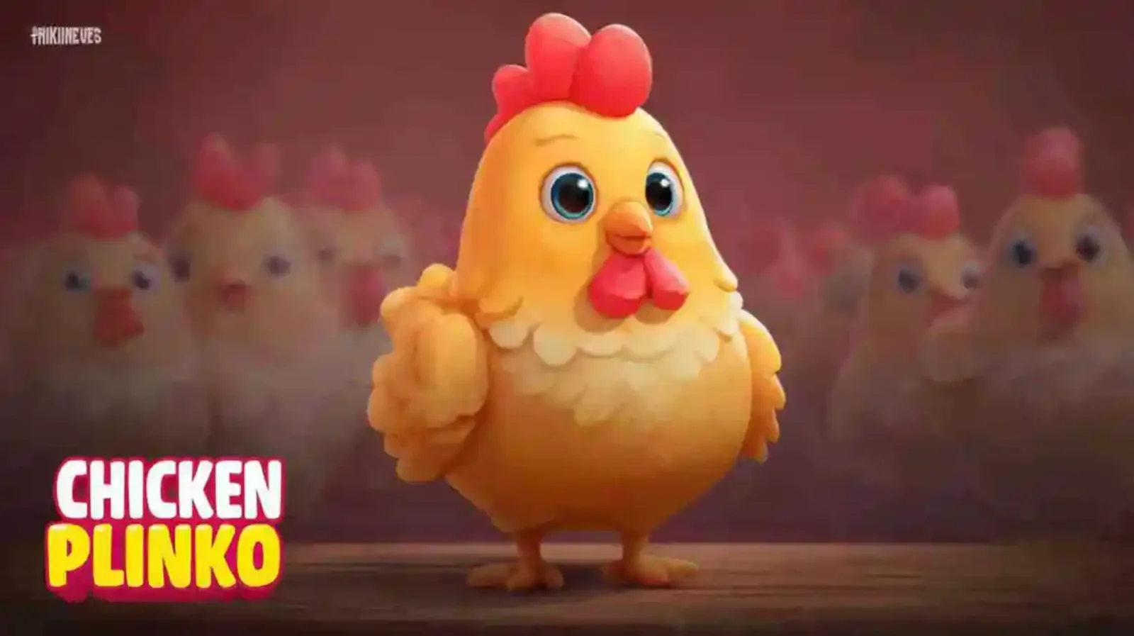 Cute yellow chicken mascot for Chicken Plinko casino game
